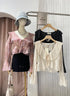 Spring Ruffled Neckline Crop Tops